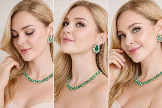 Green Crystal Choker Necklace & Earrings Set